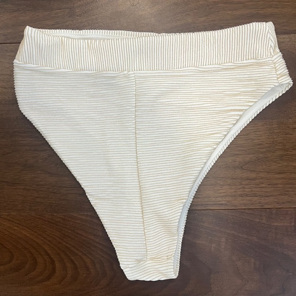 Never been worn gold sparkly ribbed high waisted bathing suit bottom - Picture 2 of 4